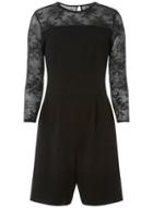 Dorothy Perkins *tall Black Mesh Sleeve Playsuit