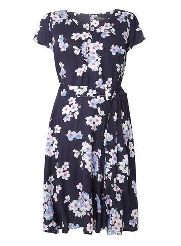Dorothy Perkins *billie & Blossom Curve Navy Floral Fit And Flare Dress