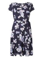 Dorothy Perkins *billie & Blossom Curve Navy Floral Fit And Flare Dress