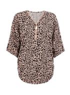 *quiz Multi Colour Leopard Print Zip Knitted Top