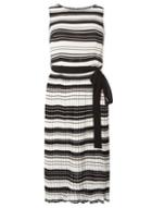 Dorothy Perkins Monochrome Stripe Pleated Fit And Flare Dress