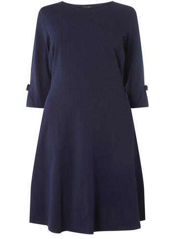 Dorothy Perkins Dp Curve Navy Bow Sleeve Detail Dress