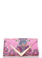 Dorothy Perkins *quiz Pink Oriental Print Clutch Bag