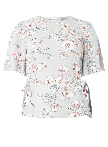 Dorothy Perkins Petite Silver And Grey Blossom Print Top