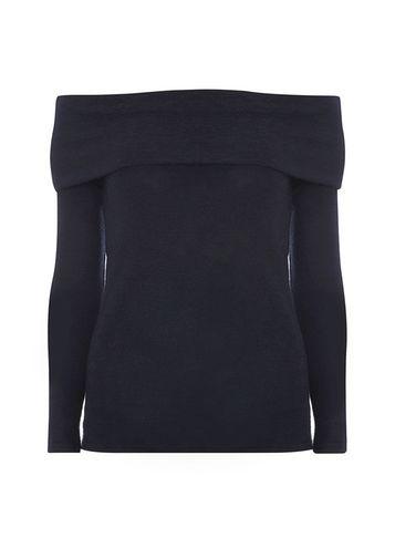 Dorothy Perkins Navy Brushed Bardot Top