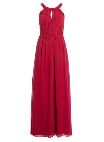 Dorothy Perkins *quiz Raspberry Embroidered High Neck Maxi Dress
