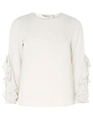 Dorothy Perkins Petite Ivory Ruffle Sleeve Blouse