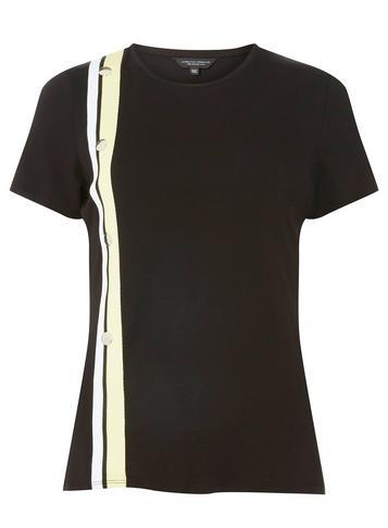 Dorothy Perkins Black Button Trim T-shirt
