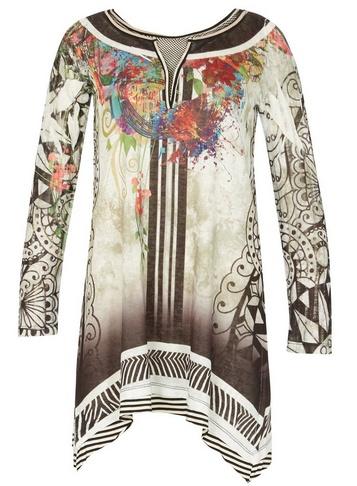 *izabel London Multi Coloured Black Mesh Tunic