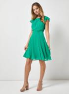 *billie & Blossom Petite Green Belted Skater Dress