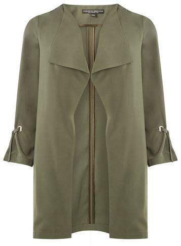 Dorothy Perkins Khaki Eyelet Tie Sleeve Duster Coat