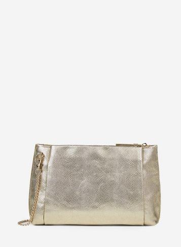 Dorothy Perkins Gold Snake Design Zip Top Clutch Bag