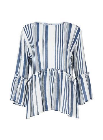 Dorothy Perkins *blue Vanilla Multi Colour Peplum Frill Shell Top
