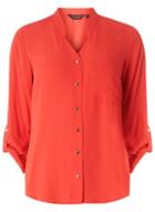 Dorothy Perkins Coral Notch Neck Roll Sleeve Shirt