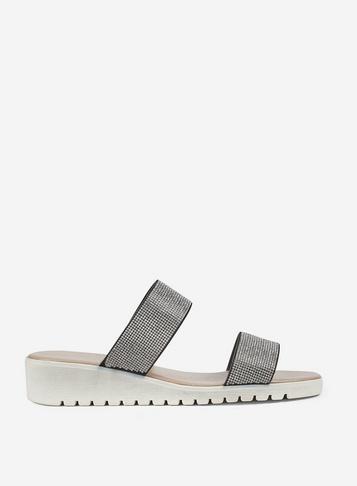 Dorothy Perkins Silver 'fion' Jewelled Comfort Wedge Sandals