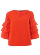 Dorothy Perkins Red V-neck Puff Sleeve Top