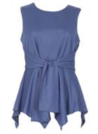 Dorothy Perkins *izabel London Blue Tie Detail Drape Top