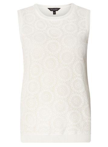 Dorothy Perkins Ivory Lace Shell Knitted Top