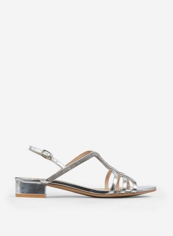 Dorothy Perkins Wide Fit Silver 'sweep' Block Heel Sandals