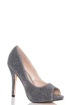 Dorothy Perkins *quiz Grey Textured Peep Toe Court Shoes