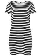Dorothy Perkins *white And Navy Striped Zip Shift Dress