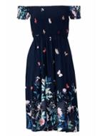 *izabel London Navy Floral Print Bardot Dress