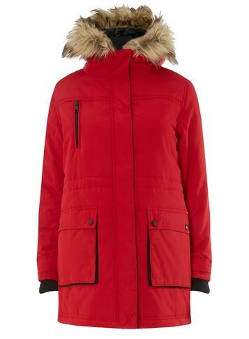 Dorothy Perkins Petite Red Padded Technical Parka Coat