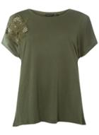 Dorothy Perkins Dp Curve Khaki Floral Applique T-shirt