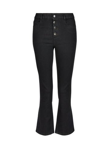Dorothy Perkins Black Button Crop 'kick Flare' Jeans