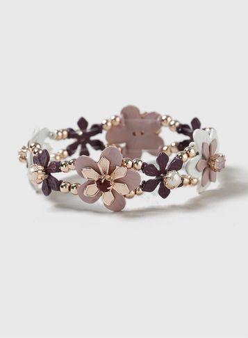Dorothy Perkins Purple Enamel Flower Stretch Bracelet