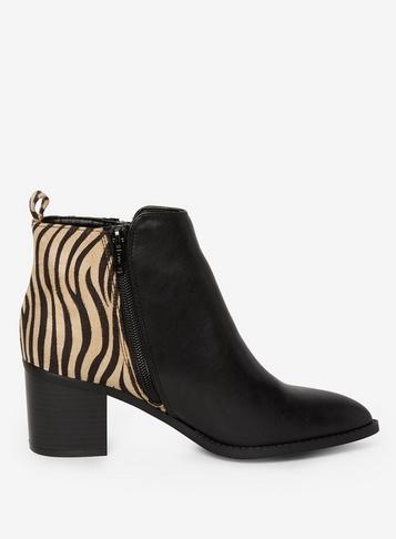 Dorothy Perkins Black Zebra Print 'avril' Ankle Boots