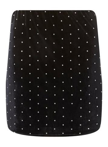 Dorothy Perkins Black Velvet Stud Mini Skirt