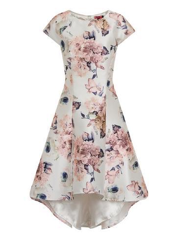 Dorothy Perkins *chi Chi London White Floral Print Dip Hem Skater Dress