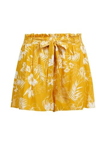 Dorothy Perkins *dp Curve Yellow Tropical Print Tie Waist Shorts