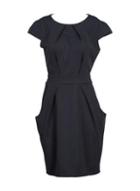 Dorothy Perkins *blue Vanilla Black Pleat Detail Tulip Bodycon Dress