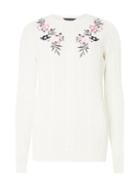 Dorothy Perkins *tall Ivory Embroidered Cable Knit Jumper