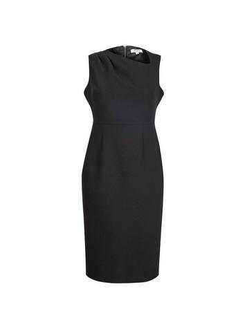 Dorothy Perkins Petite Black Pleat Neck Dress