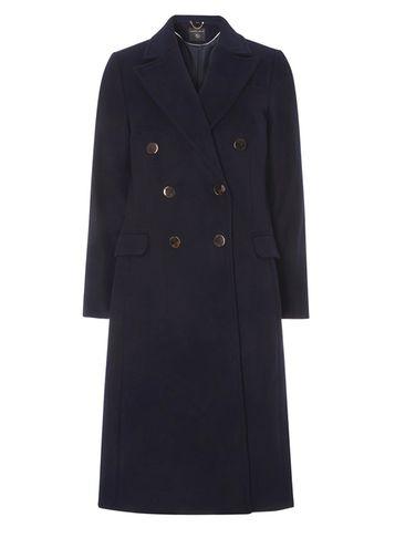 Dorothy Perkins Navy Double Breasted Button Crombie Coat