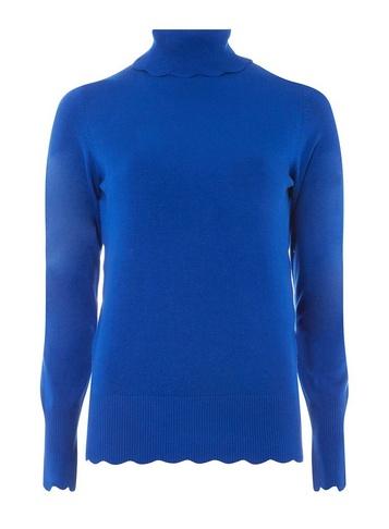 Dorothy Perkins Cobalt Scallop Edge Roll Neck Jumper