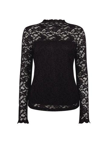 Dorothy Perkins Black Lace Scallop High Neck Top