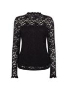 Dorothy Perkins Black Lace Scallop High Neck Top