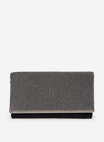 Dorothy Perkins Black Diamante Chainmail Clutch Bag