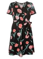Dorothy Perkins *dp Curve Black Blossom Print Wrap Fit And Flare Dress