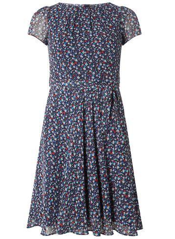 Dorothy Perkins *billie & Blossom Navy Ditsy Floral Chiffon Dress