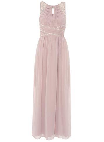 Dorothy Perkins *quiz Mocha Embelished Maxi Dress