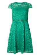 Dorothy Perkins Green Belted Lace Dress