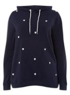 Dorothy Perkins *dp Curve Navy Heart Embroidered Hoodie