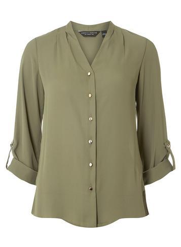 Dorothy Perkins Khaki Pleat Shirt