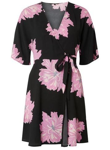 *vero Moda Black Printed Wrap Dress