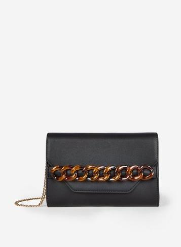 Dorothy Perkins Black Tortoise Chain Clutch Bag